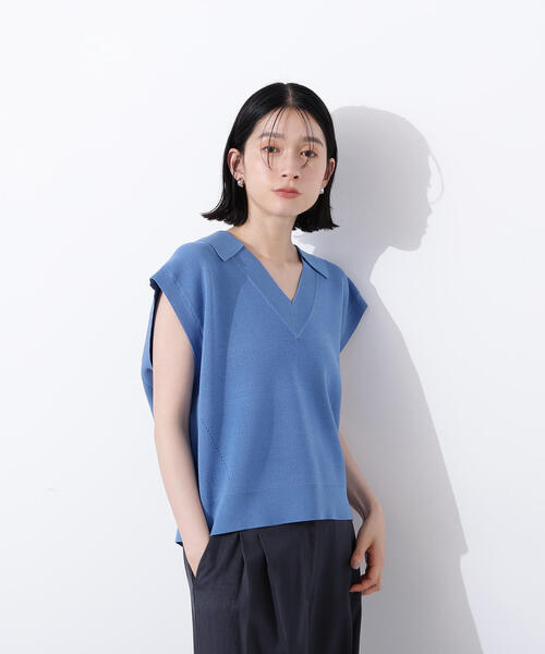N.(N. Natural Beauty Basic)(エヌエヌナチュラルビューティーベーシック)の「スキッパーポロニットベスト(ポロシャツ・レディース・ブルー/ベージュ/ネイビー・MEDIUM)」の19枚目の写真