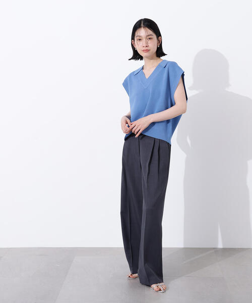 N.(N. Natural Beauty Basic)(エヌエヌナチュラルビューティーベーシック)の「スキッパーポロニットベスト(ポロシャツ・レディース・ブルー/ベージュ/ネイビー・MEDIUM)」の20枚目の写真