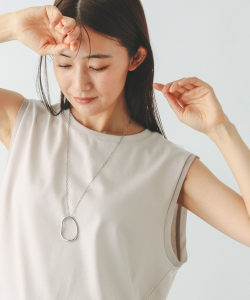 GLOBAL WORK（グローバルワーク）の「汗染み軽減シフォンノースリーブ/497054（Tシャツ/カットソー・レディース・ブラック/ネイビー/ダークブラウン/グレイッシュベージュ・MEDIUM/LARGE）」の3枚目の写真