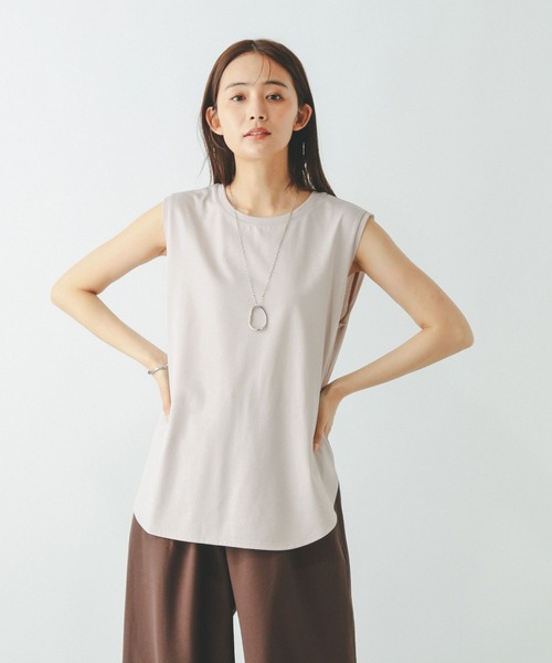 GLOBAL WORK（グローバルワーク）の「汗染み軽減シフォンノースリーブ/497054（Tシャツ/カットソー・レディース・ブラック/ネイビー/ダークブラウン/グレイッシュベージュ・MEDIUM/LARGE）」の18枚目の写真