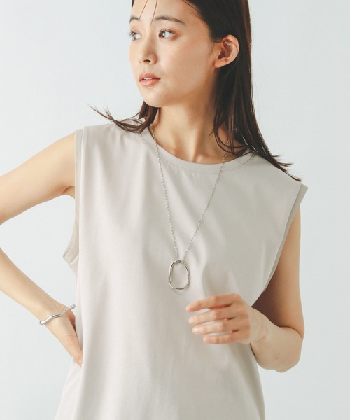 GLOBAL WORK（グローバルワーク）の「汗染み軽減シフォンノースリーブ/497054（Tシャツ/カットソー・レディース・ブラック/ネイビー/ダークブラウン/グレイッシュベージュ・MEDIUM/LARGE）」の19枚目の写真