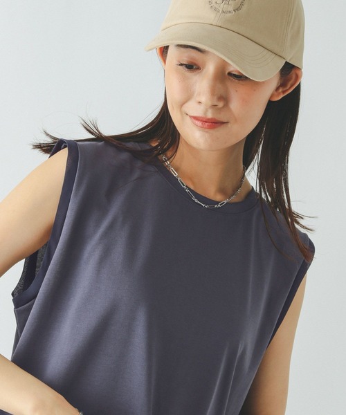 GLOBAL WORK（グローバルワーク）の「汗染み軽減シフォンノースリーブ/497054（Tシャツ/カットソー・レディース・ブラック/ネイビー/ダークブラウン/グレイッシュベージュ・MEDIUM/LARGE）」の13枚目の写真