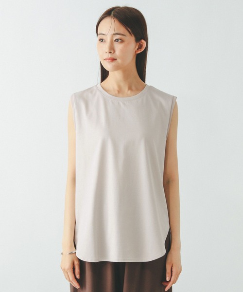 GLOBAL WORK（グローバルワーク）の「汗染み軽減シフォンノースリーブ/497054（Tシャツ/カットソー・レディース・ブラック/ネイビー/ダークブラウン/グレイッシュベージュ・MEDIUM/LARGE）」の14枚目の写真