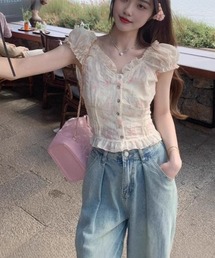 SOOR PLOOM 花柄パフスリーブTシャツ 2Y トップス セール】花柄パフスリーブシャツ（シャツ/ブラウス）｜MAISON DE