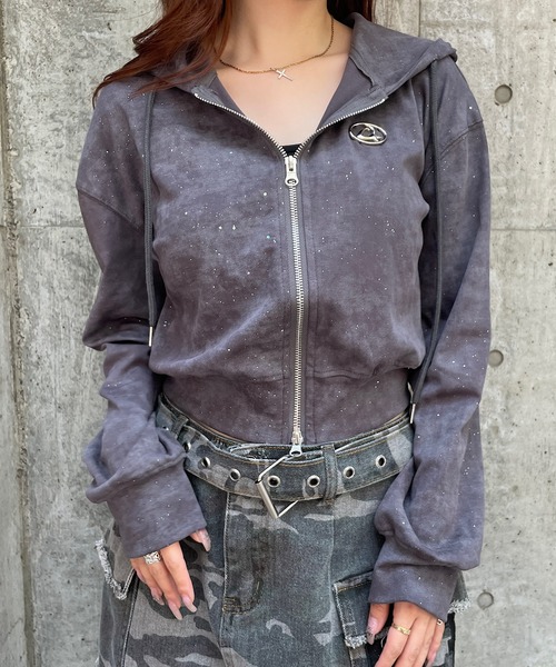 DND4DES 短丈 ラメパーカー 正規品】DND4DES 短丈ラメパーカー