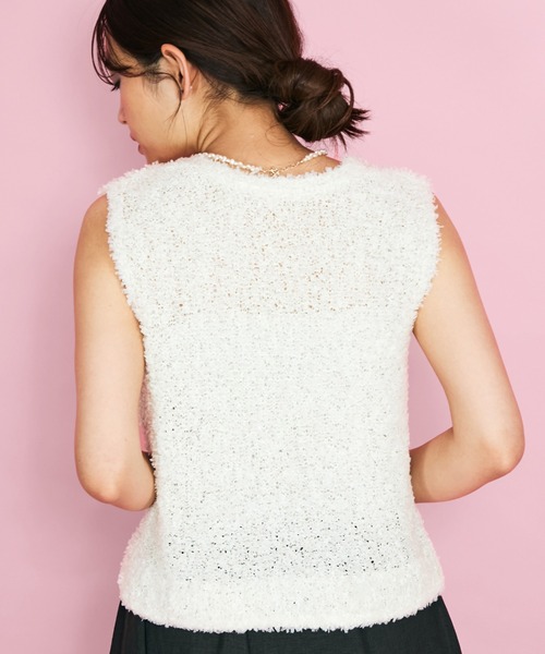 QUEENS COURT（クイーンズコート）の「蝶々ヤーンニットベスト≪手洗い可能≫（ニット/セーター・レディース・ピンク/オフホワイト/ベージュ・M）」の14枚目の写真