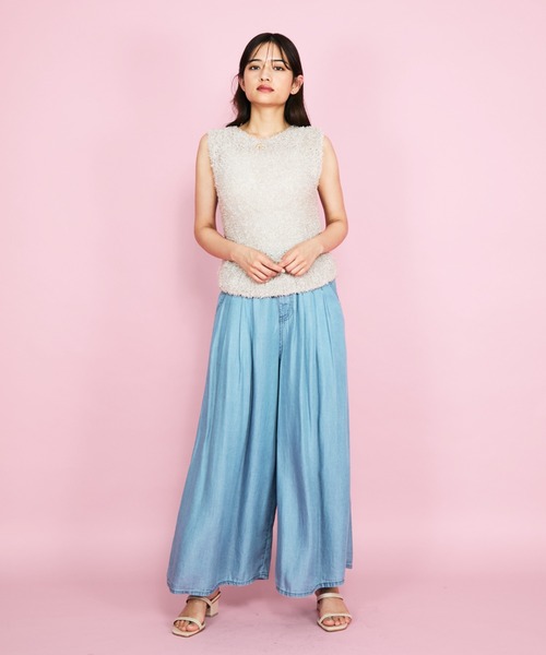 QUEENS COURT（クイーンズコート）の「蝶々ヤーンニットベスト≪手洗い可能≫（ニット/セーター・レディース・ピンク/オフホワイト/ベージュ・M）」の9枚目の写真