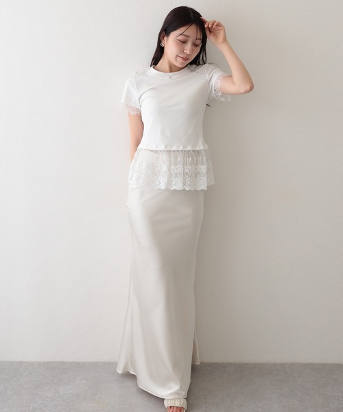 Lace Ladies(レースレディース)の「レース ドッキング クルーネック 半袖 Tシャツ(Tシャツ/カットソー・レディース・ホワイト/グレー/ブラック・M/XL)」の13枚目の写真