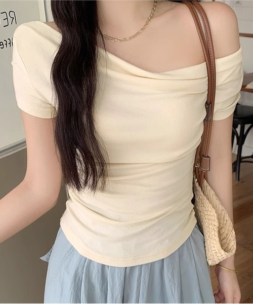 MAISON DE THERESE(メゾン ド テレーズ)の「両用オフショルダーTシャツ(Tシャツ/カットソー・レディース・ブルー/ブラック/アイボリー・S/M/L)」の2枚目の写真
