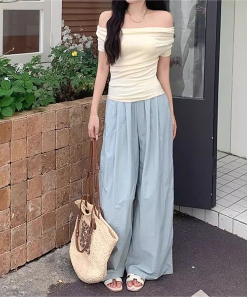 MAISON DE THERESE(メゾン ド テレーズ)の「両用オフショルダーTシャツ(Tシャツ/カットソー・レディース・ブルー/ブラック/アイボリー・S/M/L)」の18枚目の写真