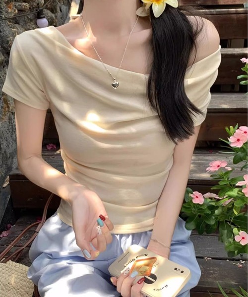 MAISON DE THERESE(メゾン ド テレーズ)の「両用オフショルダーTシャツ(Tシャツ/カットソー・レディース・ブルー/ブラック/アイボリー・S/M/L)」の15枚目の写真