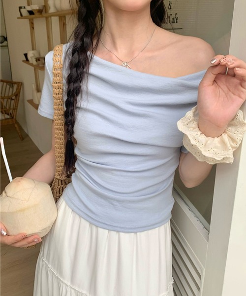 MAISON DE THERESE(メゾン ド テレーズ)の「両用オフショルダーTシャツ(Tシャツ/カットソー・レディース・ブルー/ブラック/アイボリー・S/M/L)」の6枚目の写真