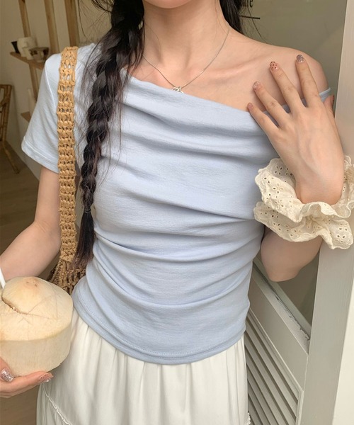MAISON DE THERESE(メゾン ド テレーズ)の「両用オフショルダーTシャツ(Tシャツ/カットソー・レディース・ブルー/ブラック/アイボリー・S/M/L)」の5枚目の写真