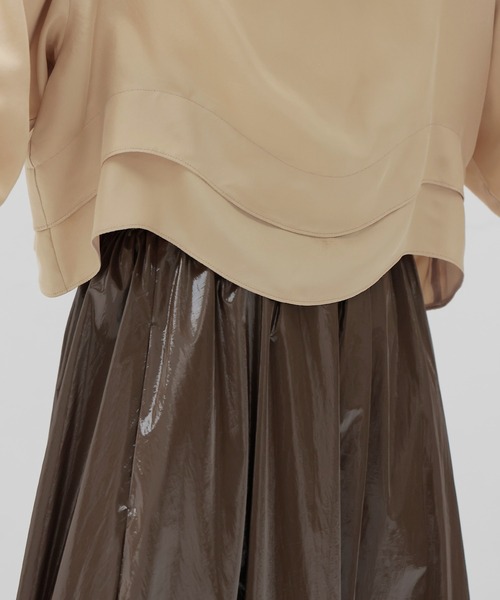 DRESSLAVE(ドレスレイブ)の「bright coating gather skirt(ブライトコーティングギャザースカート)(スカート・レディース・ブラウン/シルバー・38)」の5枚目の写真