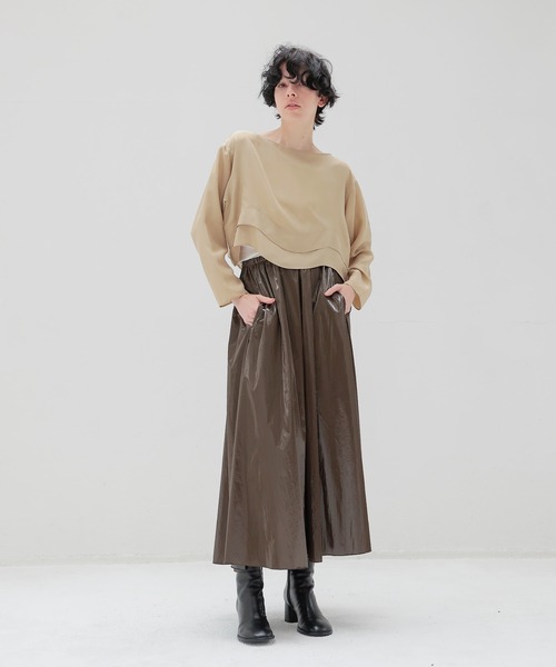 DRESSLAVE(ドレスレイブ)の「bright coating gather skirt(ブライトコーティングギャザースカート)(スカート・レディース・ブラウン/シルバー・38)」の8枚目の写真