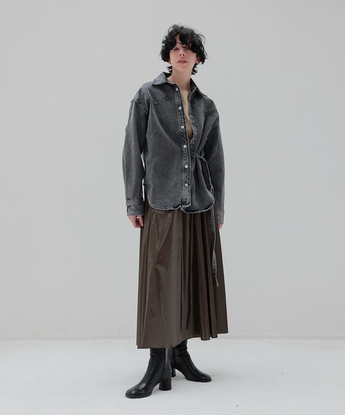DRESSLAVE(ドレスレイブ)の「bright coating gather skirt(ブライトコーティングギャザースカート)(スカート・レディース・ブラウン/シルバー・38)」の10枚目の写真