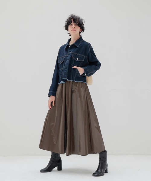DRESSLAVE(ドレスレイブ)の「bright coating gather skirt(ブライトコーティングギャザースカート)(スカート・レディース・ブラウン/シルバー・38)」の14枚目の写真