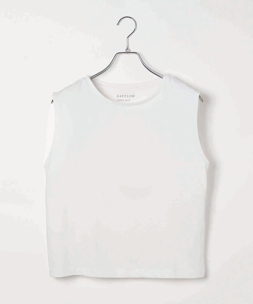 BAYFLOW（ベイフロー）の「[接触冷感/汗臭・汗ジミ軽減]コンパクトファンクションノースリーブT（Tシャツ/カットソー・レディース・ホワイト/ブラック/モカ・SMALL/MEDIUM）」の19枚目の写真