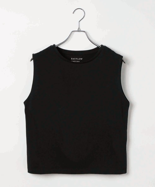 BAYFLOW（ベイフロー）の「[接触冷感/汗臭・汗ジミ軽減]コンパクトファンクションノースリーブT（Tシャツ/カットソー・レディース・ホワイト/ブラック/モカ・SMALL/MEDIUM）」の10枚目の写真