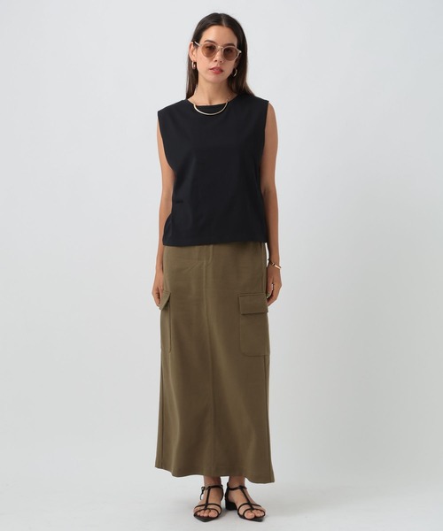 BAYFLOW（ベイフロー）の「[接触冷感/汗臭・汗ジミ軽減]コンパクトファンクションノースリーブT（Tシャツ/カットソー・レディース・ホワイト/ブラック/モカ・SMALL/MEDIUM）」の11枚目の写真