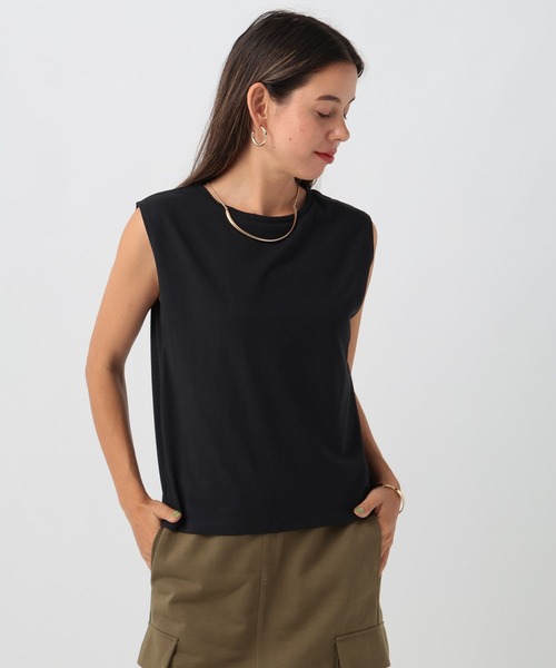 BAYFLOW（ベイフロー）の「[接触冷感/汗臭・汗ジミ軽減]コンパクトファンクションノースリーブT（Tシャツ/カットソー・レディース・ホワイト/ブラック/モカ・SMALL/MEDIUM）」の4枚目の写真