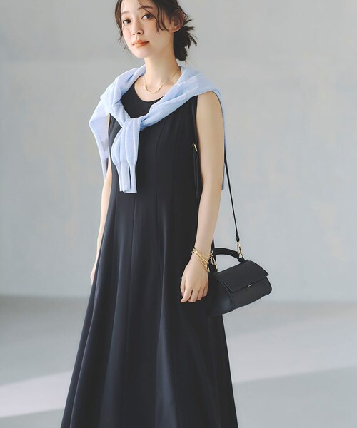 新品INDIVI 【洗える超軽量／パフスリーブ】エアリーIラインニットワンピース INDIVI（インディヴィ）の「◇【洗える／超軽量／パフスリーブ