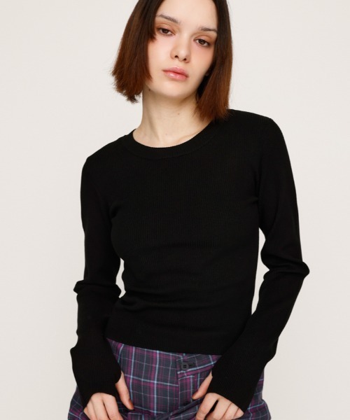 SLY(スライ)の「【2サイズ展開】BASIC HG RIB TOPS ベーシック ハイゲージ リブ トップス 秋服(ニット/セーター・レディース・杢グレー/アイボリー/ブラック/ピンク・1/2)」の3枚目の写真