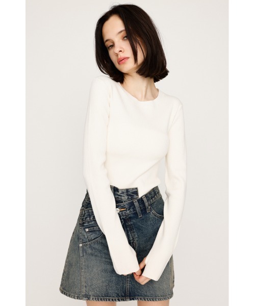 SLY(スライ)の「【2サイズ展開】BASIC HG RIB TOPS ベーシック ハイゲージ リブ トップス 秋服(ニット/セーター・レディース・杢グレー/アイボリー/ブラック/ピンク・1/2)」の7枚目の写真