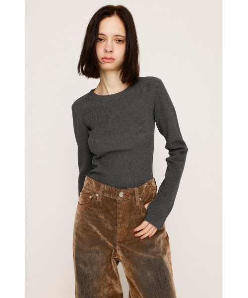 SLY(スライ)の「【2サイズ展開】BASIC HG RIB TOPS ベーシック ハイゲージ リブ トップス 秋服(ニット/セーター・レディース・杢グレー/アイボリー/ブラック/ピンク・1/2)」の22枚目の写真