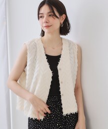 華　ella_selectshop フリンジベスト　ホワイト　美品 フリンジニットベスト - ベルーナ【公式】
