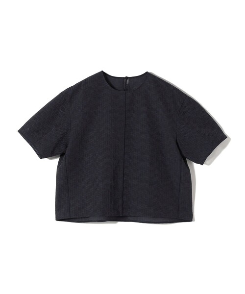 ⭐︎コイ⭐︎bow.a♡半袖ジャガードブラウス　ブラック SHIPS（シップス）の「SHIPS Primary Navy Label:〈手洗い可能〉シアー