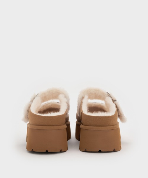 あ*様 Bergen ベルゲン CHARLES&KEITH ムートン スリッポン Bergen ベルゲン テクスチャーファートリムバックル