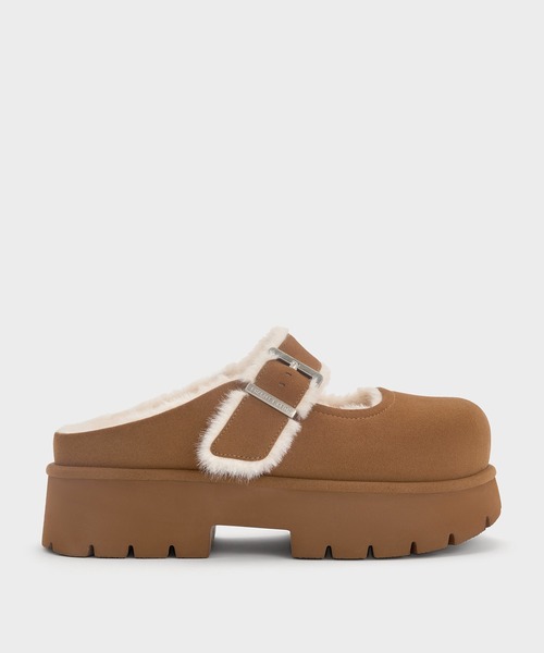 CHARLES & KEITH（チャールズ & キース）の「Bergen ベルゲン テクスチャーファートリムバックルプラットフォームミュール（スリッポン・レディース・ブラウン/サンドベージュ・25.5cm/25cm/24.5cm/23.5cm/23cm/22.5cm/26.5cm）」の17枚目の写真