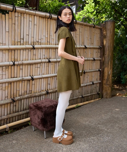 Bergen ベルゲン テクスチャーファートリムバックルプラットフォーム