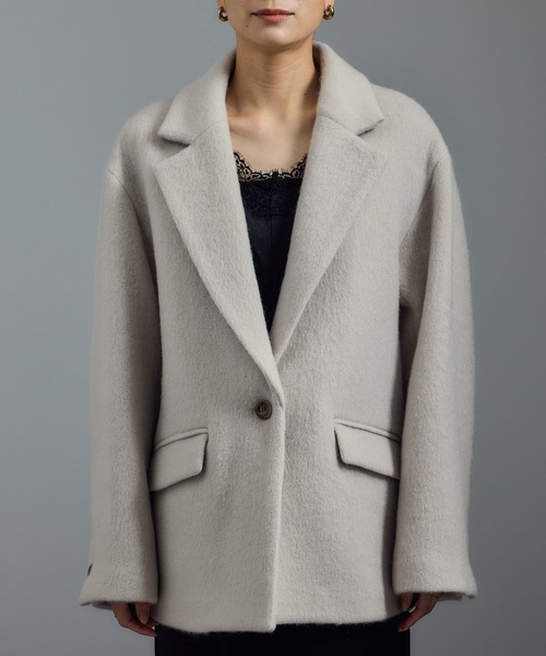 SALON adam et rope'（サロン アダム エ ロペ）の「【WEB限定】キッドモヘヤシャギージャケット / シャギーコート（その他アウター・レディース・ライトグレー/ブラウン/チャコールグレー/ベージュ系その他・FREE）」の16枚目の写真