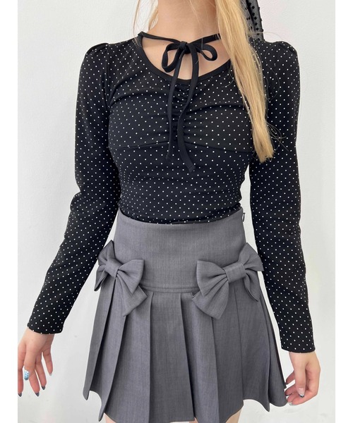 PHILLY（フィリー）の「チョーカーデザインドットトップス（Tシャツ/カットソー・レディース・アイボリー/ピンク/チャコールグレー/ブラック・FREE）」の11枚目の写真