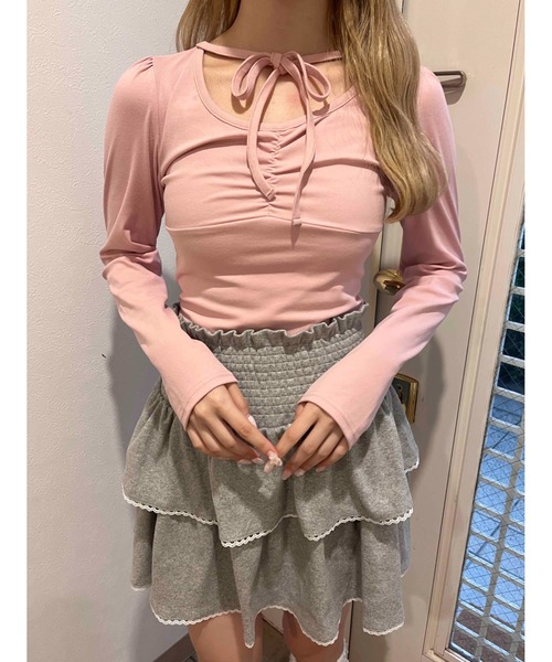 PHILLY（フィリー）の「チョーカーデザインドットトップス（Tシャツ/カットソー・レディース・アイボリー/ピンク/チャコールグレー/ブラック・FREE）」の18枚目の写真