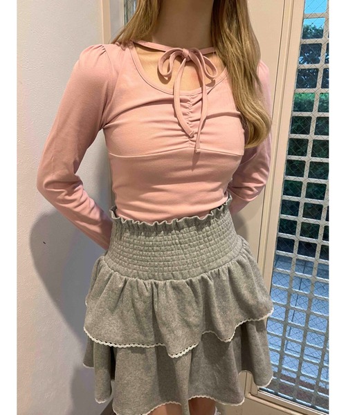 PHILLY（フィリー）の「チョーカーデザインドットトップス（Tシャツ/カットソー・レディース・アイボリー/ピンク/チャコールグレー/ブラック・FREE）」の19枚目の写真