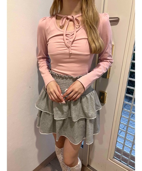 PHILLY（フィリー）の「チョーカーデザインドットトップス（Tシャツ/カットソー・レディース・アイボリー/ピンク/チャコールグレー/ブラック・FREE）」の21枚目の写真