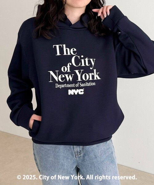 fredy emue（フレディエミュ）の「【GOOD ROCK SPEED】NYCプリントダンボールフードスウェット（スウェット・レディース・ネイビー/ブラック・38）」の3枚目の写真