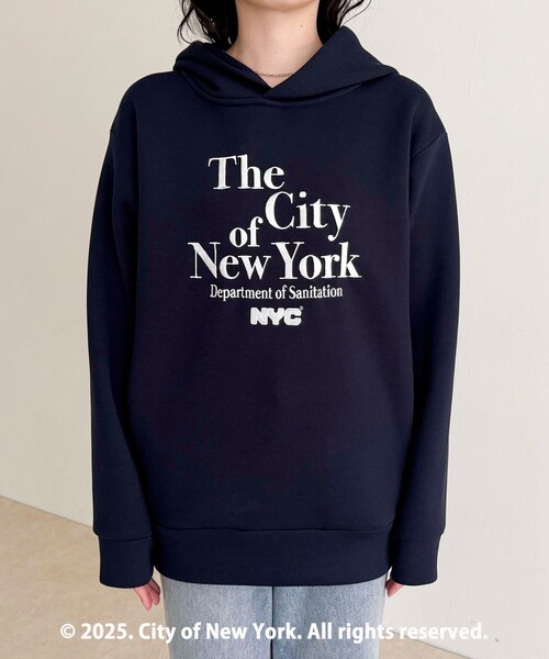 fredy emue（フレディエミュ）の「【GOOD ROCK SPEED】NYCプリントダンボールフードスウェット（スウェット・レディース・ネイビー/ブラック・38）」の6枚目の写真