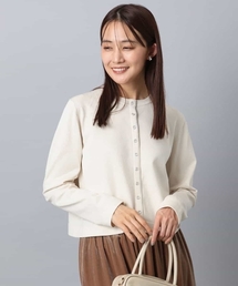 MK MICHEL KLEIN | ドット釦コンパクトニットカーディガン/洗える(カーディガン/ボレロ)