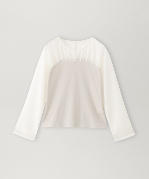 BIANCA(ビアンカ)の「【着回し抜群】チュールシアーコンビカットソー(Tシャツ/カットソー・レディース・ブラック/イエロー/オフホワイト・40/38)」の2枚目の写真