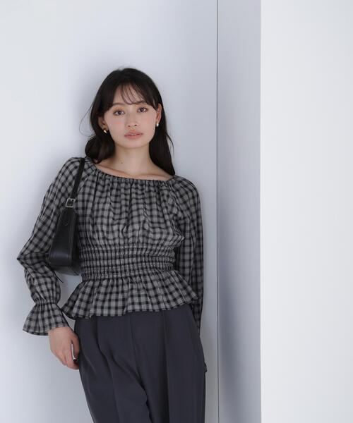 NATURAL BEAUTY BASIC（ナチュラルビューティーベーシック）の「◇チェックペプラムブラウス（シャツ/ブラウス・レディース・ブラック系その他/ブルー系その他6・SMALL/MEDIUM）」の16枚目の写真