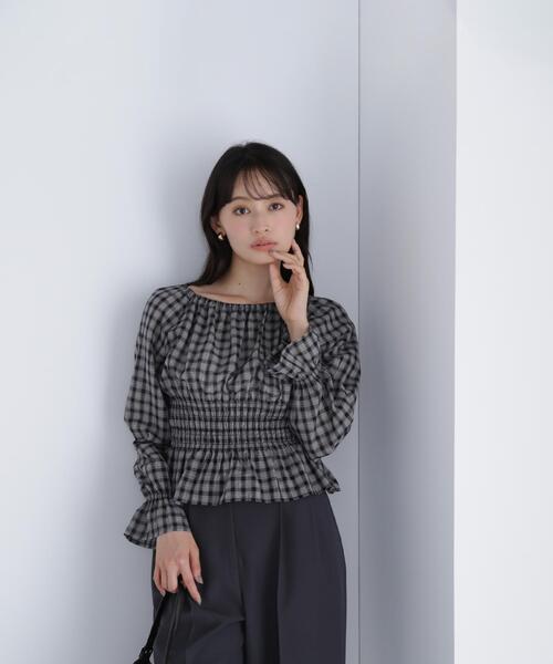 NATURAL BEAUTY BASIC（ナチュラルビューティーベーシック）の「◇チェックペプラムブラウス（シャツ/ブラウス・レディース・ブラック系その他/ブルー系その他6・SMALL/MEDIUM）」の18枚目の写真