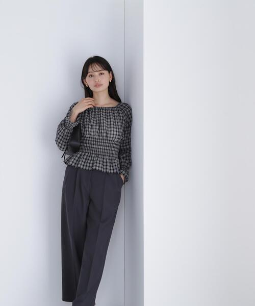 NATURAL BEAUTY BASIC（ナチュラルビューティーベーシック）の「◇チェックペプラムブラウス（シャツ/ブラウス・レディース・ブラック系その他/ブルー系その他6・SMALL/MEDIUM）」の21枚目の写真