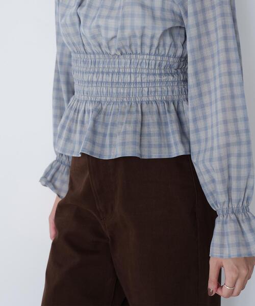 NATURAL BEAUTY BASIC（ナチュラルビューティーベーシック）の「◇チェックペプラムブラウス（シャツ/ブラウス・レディース・ブラック系その他/ブルー系その他6・SMALL/MEDIUM）」の3枚目の写真
