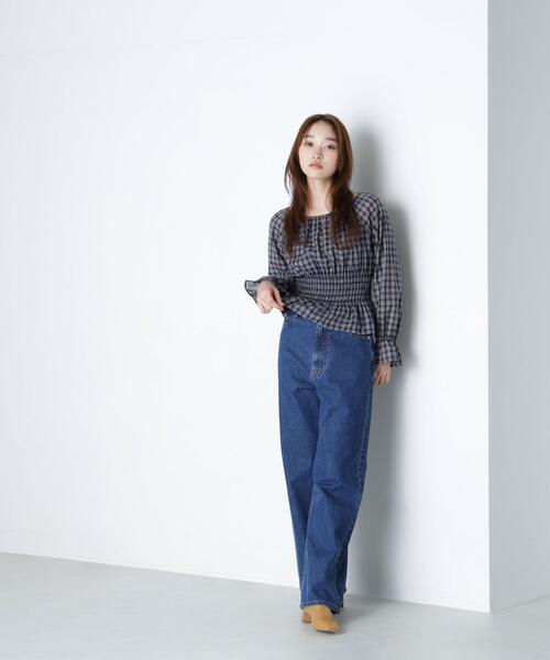 NATURAL BEAUTY BASIC（ナチュラルビューティーベーシック）の「◇チェックペプラムブラウス（シャツ/ブラウス・レディース・ブラック系その他/ブルー系その他6・SMALL/MEDIUM）」の8枚目の写真