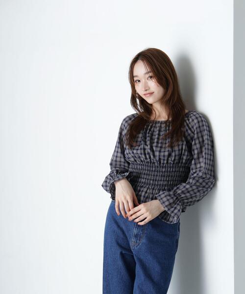 NATURAL BEAUTY BASIC（ナチュラルビューティーベーシック）の「◇チェックペプラムブラウス（シャツ/ブラウス・レディース・ブラック系その他/ブルー系その他6・SMALL/MEDIUM）」の9枚目の写真