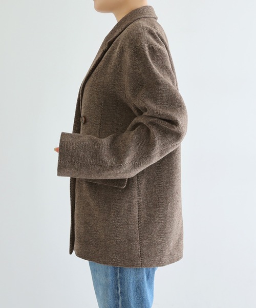 セール】ヘリンボーンダブルテーラードジャケット（テーラード